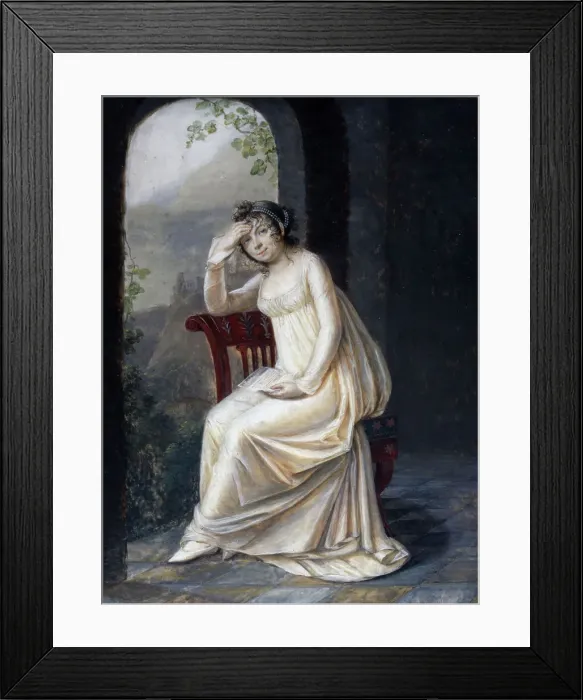 Framed Print : Full length portrait of a woman holding a letter, c1800. Creator: Antoine Berjon Framed Print : Full length portrait of a woman holding a letter, c1800. Creator: Antoine Berjon