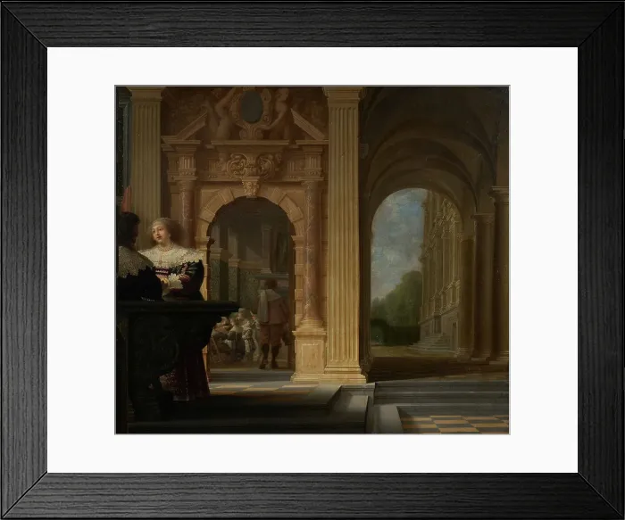 Framed Print : Gallant scene in a palace, between 1630 and 1636. Creators: Dirck van Delen, Anthonie Palamedesz Framed Print : Gallant scene in a palace, between 1630 and 1636. Creators: Dirck van Delen, Anthonie Palamedesz