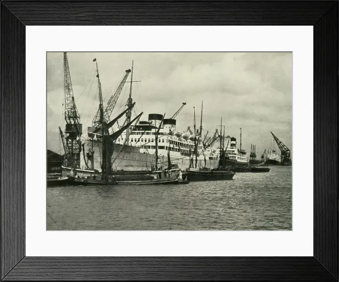 Framed Print : The Forest of Masts Has Given Place to a Cluster of Steamer Funnels Vessels Berthed at... 1937. Creator: Unknown. The Forest of Masts Has Given Place to a Cluster of Steamer Funnels Vessels Berthed at... 1937. Creator: Unknown Framed Print : The Forest of Masts Has Given Place to a Cluster of Steamer Funnels Vessels Berthed at... 1937. Creator: Unknown. The Forest of Masts Has Given Place to a Cluster of Steamer Funnels Vessels Berthed at... 1937. Creator: Unknown