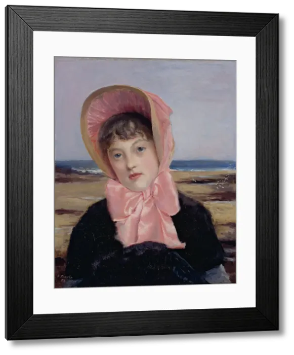 Framed Print : The pink sun-bonnet, 1883. Creator: Jacques Emile Blanche Framed Print : The pink sun-bonnet, 1883. Creator: Jacques Emile Blanche
