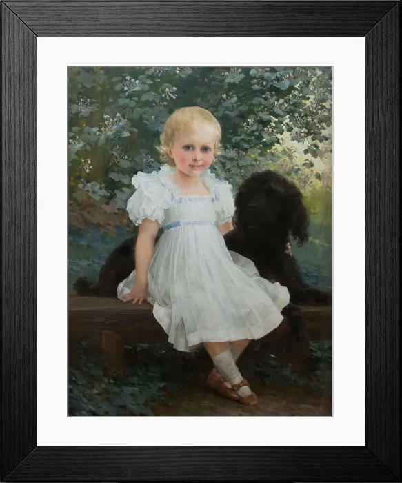 Framed Print : Portrait of Nicoletta Coronini Cronberg and her dog, 1898. Creator: Schramm, Alois Hans (1864-1919) Framed Print : Portrait of Nicoletta Coronini Cronberg and her dog, 1898. Creator: Schramm, Alois Hans (1864-1919)