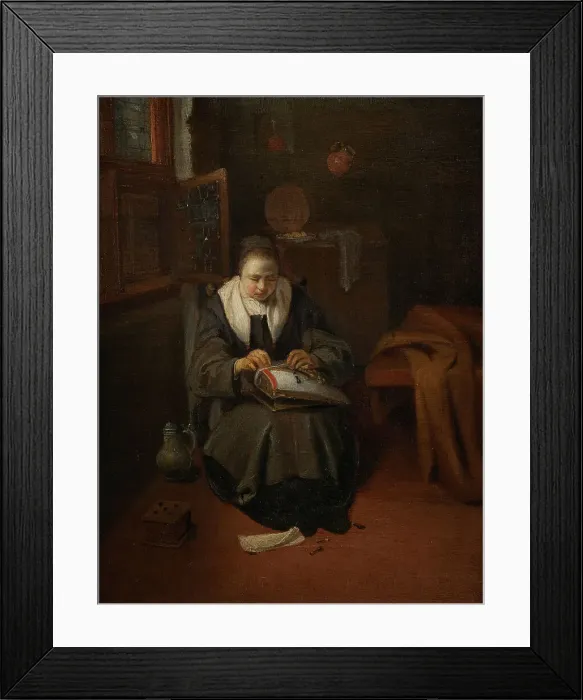 Framed Print : The lacemaker, between 1652 and 1693. Creator: Nicolaes Maes Framed Print : The lacemaker, between 1652 and 1693. Creator: Nicolaes Maes