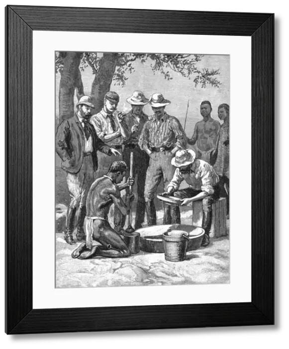 Framed Print : Lord Randolph Churchill in South Africa; watchg the experts panning out samples, 1891. Creator: Major Giles Framed Print : Lord Randolph Churchill in South Africa; watchg the experts panning out samples, 1891. Creator: Major Giles