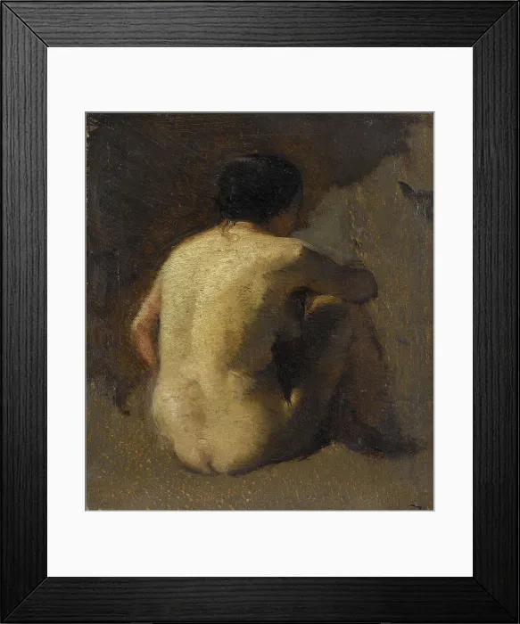 Framed Print : Femme nue assise, vue de dos, between 1845 and 1848. Creator: Felix Francois Georges Philibert Ziem Framed Print : Femme nue assise, vue de dos, between 1845 and 1848. Creator: Felix Francois Georges Philibert Ziem