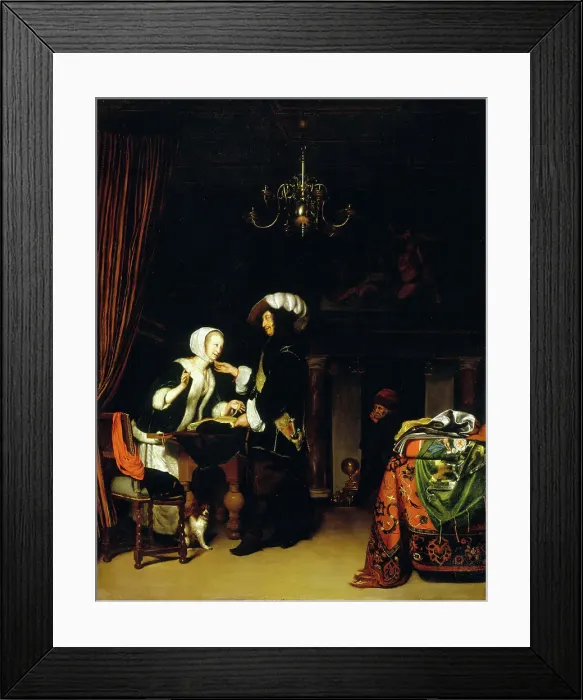 Framed Print : Gentleman in the shop, after Frans van Mieris, c.1660. Creator: Unknown Framed Print : Gentleman in the shop, after Frans van Mieris, c.1660. Creator: Unknown