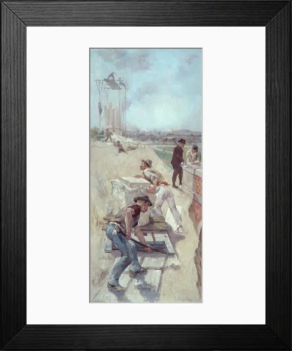 Framed Print : Sketch for the Lobau gallery of the Hotel de Ville in Paris: Works to establish a square, c1890. Creator: Emile-Henri Blanchon Framed Print : Sketch for the Lobau gallery of the Hotel de Ville in Paris: Works to establish a square, c1890. Creator: Emile-Henri Blanchon