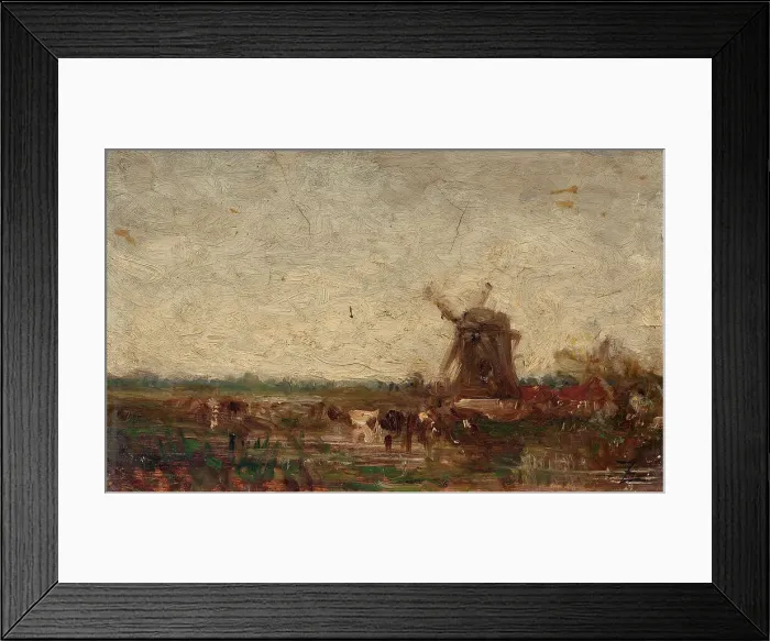 Framed Print : Hollande, le moulin, c.1853. Creator: Felix Francois Georges Philibert Ziem Framed Print : Hollande, le moulin, c.1853. Creator: Felix Francois Georges Philibert Ziem