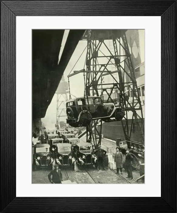 Framed Print : All Things Requisite for a Neat Job of Cargo Lifting Loading Cars for Export, 1937. Creator: Fox. All Things Requisite for a Neat Job of Cargo Lifting Loading Cars for Export, 1937. Creator: Fox Framed Print : All Things Requisite for a Neat Job of Cargo Lifting Loading Cars for Export, 1937. Creator: Fox. All Things Requisite for a Neat Job of Cargo Lifting Loading Cars for Export, 1937. Creator: Fox