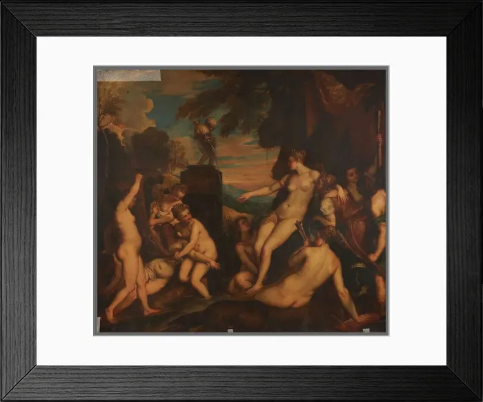 Framed Print : Diana discovering Callisto's pregnancy, after Titian. Creator: Unknown Framed Print : Diana discovering Callisto's pregnancy, after Titian. Creator: Unknown