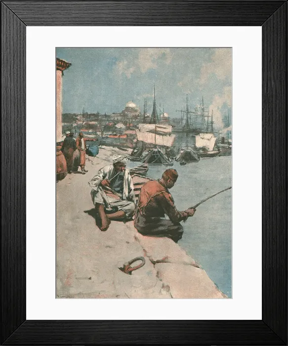 Framed Print : On The Quay, Constantinople -- An Eastern Izaac Walton, after Frank Brangwyn, 1891. Creator: Frank Brangwyn. On The Quay, Constantinople -- An Eastern Izaac Walton, after Frank Brangwyn, 1891. Creator: Frank Brangwyn Framed Print : On The Quay, Constantinople -- An Eastern Izaac Walton, after Frank Brangwyn, 1891. Creator: Frank Brangwyn. On The Quay, Constantinople -- An Eastern Izaac Walton, after Frank Brangwyn, 1891. Creator: Frank Brangwyn