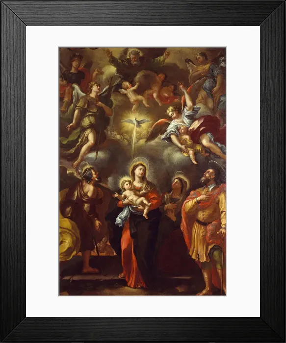 Framed Print : Virgin and child with Saints, c. 1710. Creator: Del Pò, Giacomo (1654-1726) Framed Print : Virgin and child with Saints, c. 1710. Creator: Del Pò, Giacomo (1654-1726)