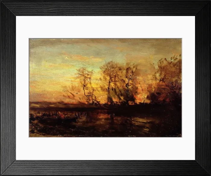 Framed Print : Coucher de soleil, between 1850 and 1860. Creator: Felix Francois Georges Philibert Ziem Framed Print : Coucher de soleil, between 1850 and 1860. Creator: Felix Francois Georges Philibert Ziem