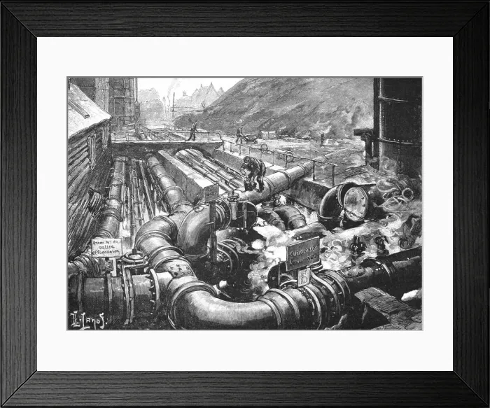 Framed Print : The London Gas Supply; Sketches showing Method of Manufacture; The Condensers, 1891. Creator: Unknown Framed Print : The London Gas Supply; Sketches showing Method of Manufacture; The Condensers, 1891. Creator: Unknown