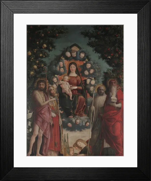 Framed Print : Madonna in glory with Saint John the Baptist, Saint Gregory the Great, Saint Benedict and... 1497. Creator: Mantegna, Andrea (1431-1506) Framed Print : Madonna in glory with Saint John the Baptist, Saint Gregory the Great, Saint Benedict and... 1497. Creator: Mantegna, Andrea (1431-1506)