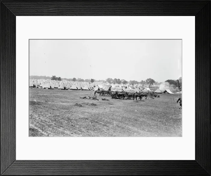 Framed Print : Colonial Rifles - Reunion of G.A.R. And Confederate Veterans Who Had Fought At Gettysburg... 1913. Creator: Harris & Ewing. Colonial Rifles - Reunion of G.A.R. And Confederate Veterans Who Had Fought At Gettysburg... 1913