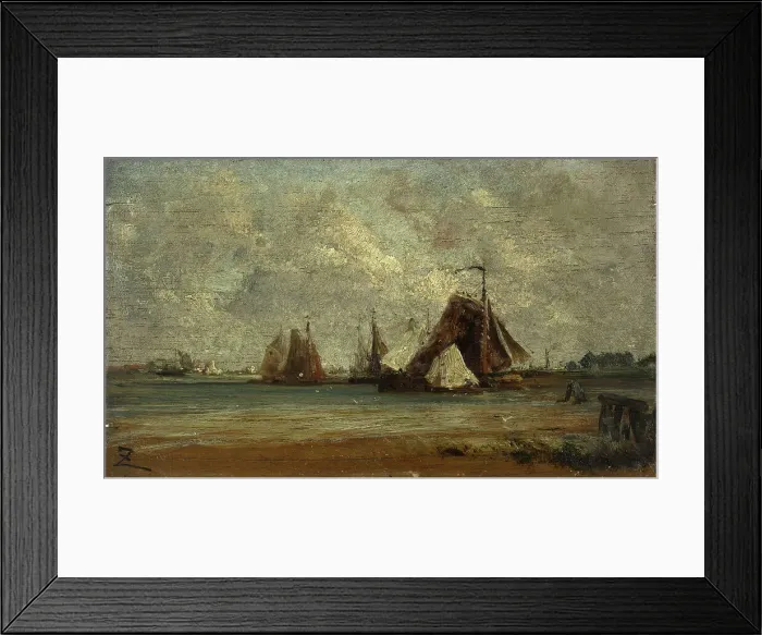 Framed Print : Les sloops de pêche, c.1852. Creator: Felix Francois Georges Philibert Ziem Framed Print : Les sloops de pêche, c.1852. Creator: Felix Francois Georges Philibert Ziem