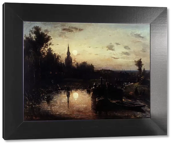 Moonlight in Overschie (near Rotterdam), 1855. Creator: Johan Barthold Jongkind