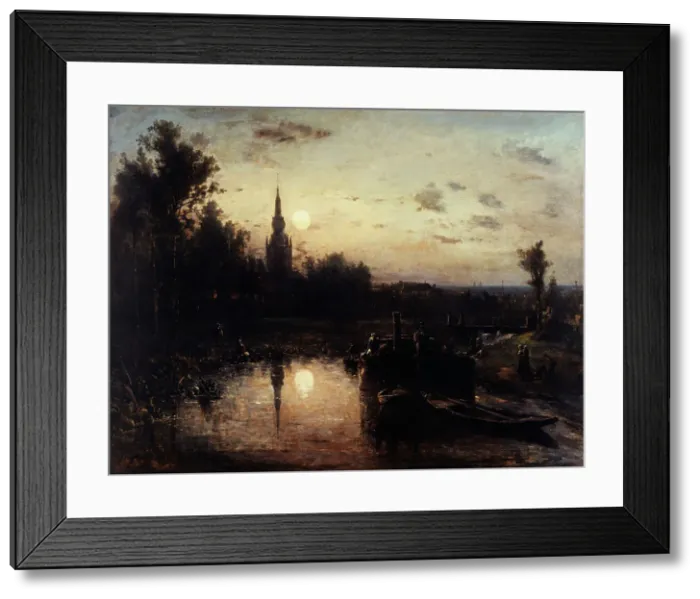 Framed Print : Moonlight in Overschie (near Rotterdam), 1855. Creator: Johan Barthold Jongkind Framed Print : Moonlight in Overschie (near Rotterdam), 1855. Creator: Johan Barthold Jongkind