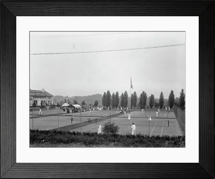Framed Print : Columbia Country Club - Tennis Courts, 1917. Creator: Harris & Ewing. Columbia Country Club - Tennis Courts, 1917. Creator: Harris & Ewing Framed Print : Columbia Country Club - Tennis Courts, 1917. Creator: Harris & Ewing. Columbia Country Club - Tennis Courts, 1917. Creator: Harris & Ewing