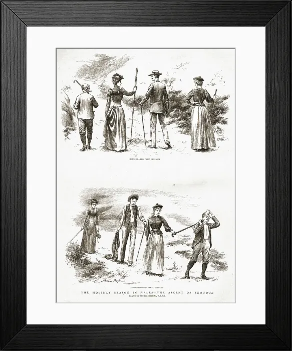 Framed Print : The Holiday Season in Wales--The Ascent of Snowdon, 1891. Creator: Arthur Hopkins Framed Print : The Holiday Season in Wales--The Ascent of Snowdon, 1891. Creator: Arthur Hopkins