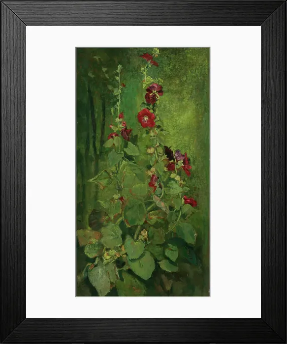 Framed Print : Red Hollyhocks, 1860s. Creator: La Farge, John (1835-1910) Framed Print : Red Hollyhocks, 1860s. Creator: La Farge, John (1835-1910)