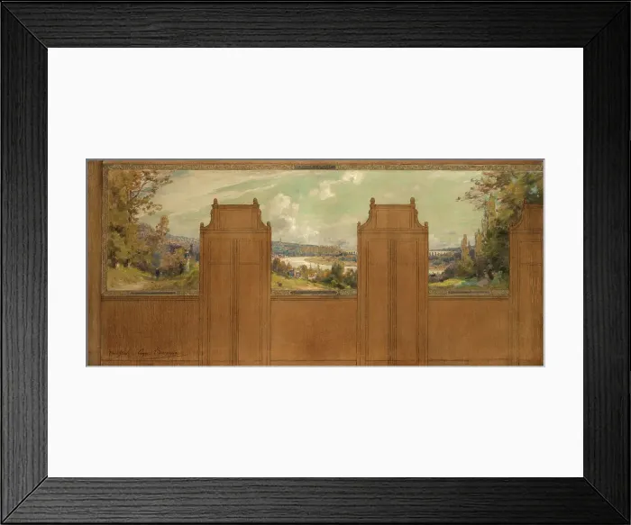 Framed Print : Sketch for the town hall of Bagneux (?): landscape from Joinville to Nogent, c1907. Creators: Eugene Bourgeois, Paul Albert Steck Framed Print : Sketch for the town hall of Bagneux (?): landscape from Joinville to Nogent, c1907. Creators: Eugene Bourgeois, Paul Albert Steck