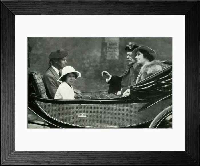 Framed Print : Leaving Crathie Church with Her Grandfather - August, 1935, 1947. Creator: Unknown Framed Print : Leaving Crathie Church with Her Grandfather - August, 1935, 1947. Creator: Unknown
