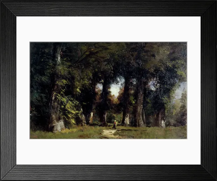 Framed Print : Lisière de forêt (au recto), Paysage animé (au revers), between 1850 and 1860. Creator: Felix Francois Georges Philibert Ziem Framed Print : Lisière de forêt (au recto), Paysage animé (au revers), between 1850 and 1860. Creator: Felix Francois Georges Philibert Ziem