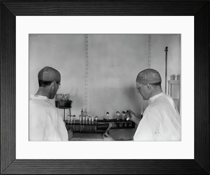 Framed Print : Army, U.S. Army Medical School; Typhoid Vaccine, 1917. Creator: Harris & Ewing. Army, U.S. Army Medical School; Typhoid Vaccine, 1917. Creator: Harris & Ewing