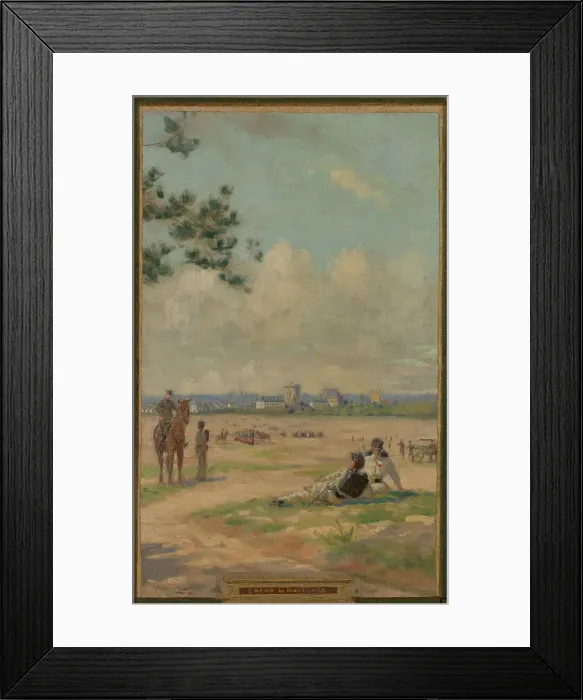Framed Print : Sketch for the town hall of Vincennes: the chapel, keep, obelisk, the manoeuvring area... 1898. Creator: Maurice Chabas Framed Print : Sketch for the town hall of Vincennes: the chapel, keep, obelisk, the manoeuvring area... 1898. Creator: Maurice Chabas