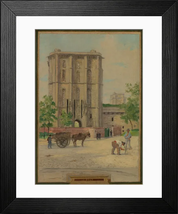 Framed Print : Sketch for the town hall of Vincennes: the chapel, keep, obelisk, the manoeuvring area... 1898. Creator: Maurice Chabas Framed Print : Sketch for the town hall of Vincennes: the chapel, keep, obelisk, the manoeuvring area... 1898. Creator: Maurice Chabas