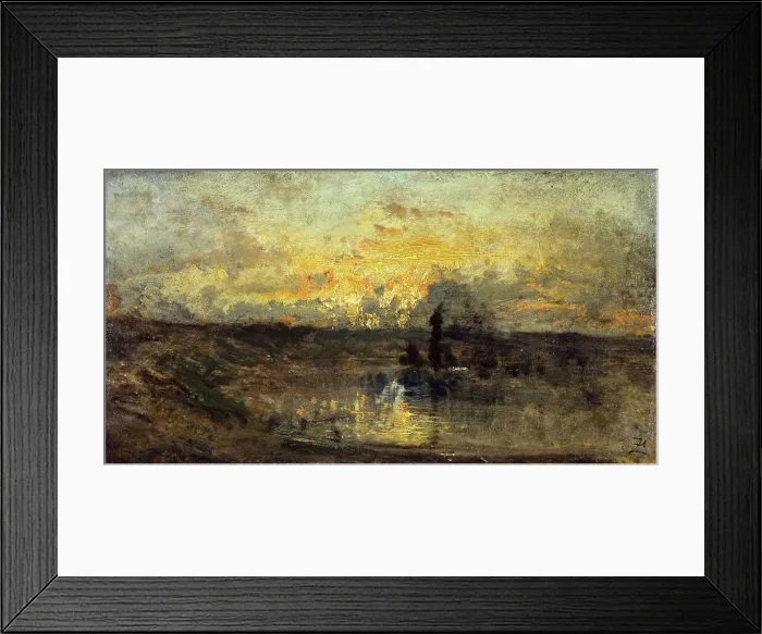 Framed Print : Tournant de rivière (au recto) ; trois études (au verso), between 1850 and 1860. Creator: Felix Francois Georges Philibert Ziem Framed Print : Tournant de rivière (au recto) ; trois études (au verso), between 1850 and 1860. Creator: Felix Francois Georges Philibert Ziem