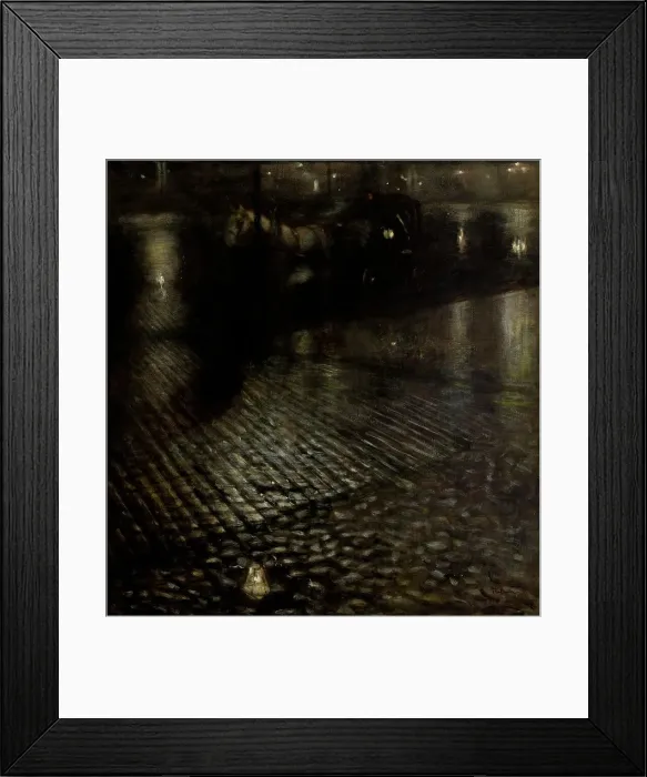 Framed Print : Cab in the Rain, 1896. Creator: Pankiewicz, Józef (1866-1940) Framed Print : Cab in the Rain, 1896. Creator: Pankiewicz, Józef (1866-1940)