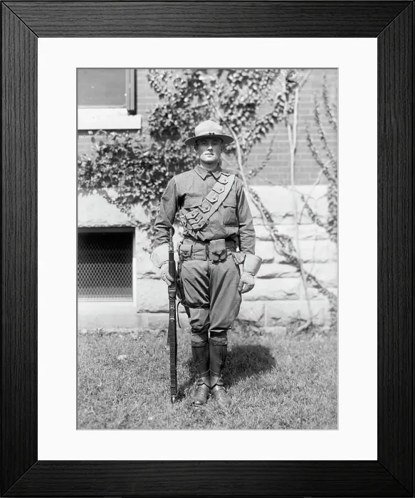 Framed Print : Army, U.S. Equipment On Soldier, 1916. Creator: Harris & Ewing. Army, U.S. Equipment On Soldier, 1916. Creator: Harris & Ewing Framed Print : Army, U.S. Equipment On Soldier, 1916. Creator: Harris & Ewing. Army, U.S. Equipment On Soldier, 1916. Creator: Harris & Ewing