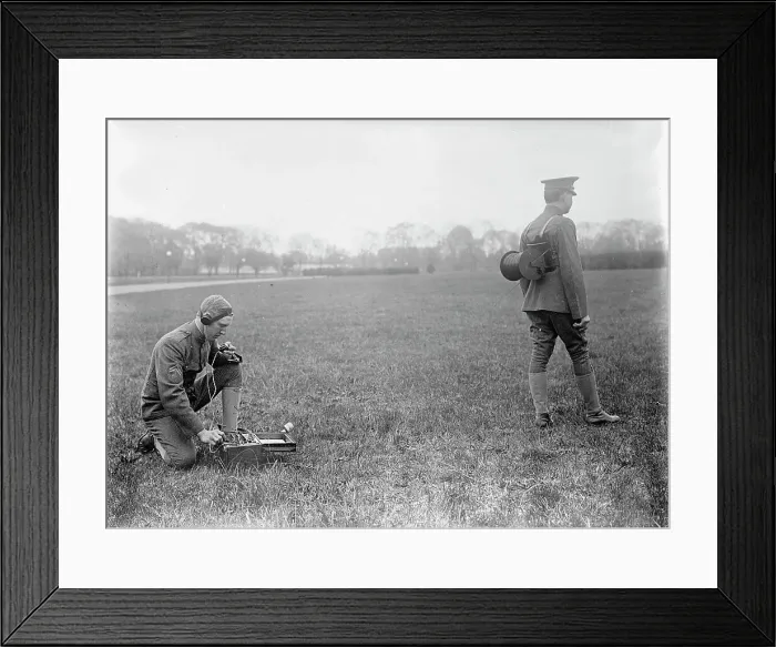 Framed Print : Army, U.S. Field Buzzer, 1915. Creator: Harris & Ewing. Army, U.S. Field Buzzer, 1915. Creator: Harris & Ewing Framed Print : Army, U.S. Field Buzzer, 1915. Creator: Harris & Ewing. Army, U.S. Field Buzzer, 1915. Creator: Harris & Ewing