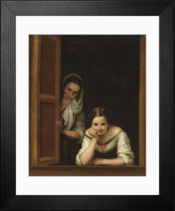 Framed Print : Two Women at a Window, 1665-1670. Creator: Murillo, Bartolomé Estebàn (1617-1682) Framed Print : Two Women at a Window, 1665-1670. Creator: Murillo, Bartolomé Estebàn (1617-1682)