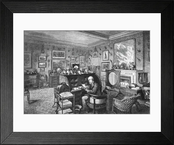 Framed Print : The home of TRH Prince and Princess Christian, The Study, Cumberland Lodge, 1891. Creator: Unknown Framed Print : The home of TRH Prince and Princess Christian, The Study, Cumberland Lodge, 1891. Creator: Unknown