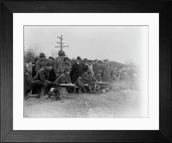 Framed Print : Army, U.S. Machine Gun Tests, 1918. Creator: Harris & Ewing. Army, U.S. Machine Gun Tests, 1918. Creator: Harris & Ewing Framed Print : Army, U.S. Machine Gun Tests, 1918. Creator: Harris & Ewing. Army, U.S. Machine Gun Tests, 1918. Creator: Harris & Ewing