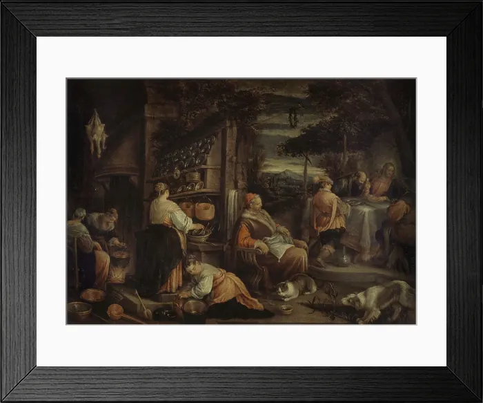 Framed Print : The Pilgrims of Emmaus, after Jacopo Bassano, c.1600. Creator: Jacopo Bassano il vecchio Framed Print : The Pilgrims of Emmaus, after Jacopo Bassano, c.1600. Creator: Jacopo Bassano il vecchio