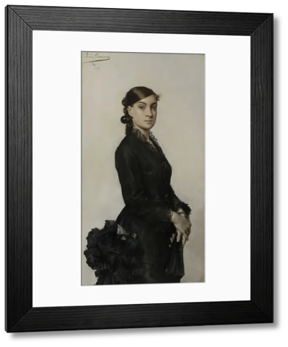 Framed Print : Portrait of Jacqueline Comerre-Paton in a black dress, 1879. Creator: Leon Francois Comerre Framed Print : Portrait of Jacqueline Comerre-Paton in a black dress, 1879. Creator: Leon Francois Comerre