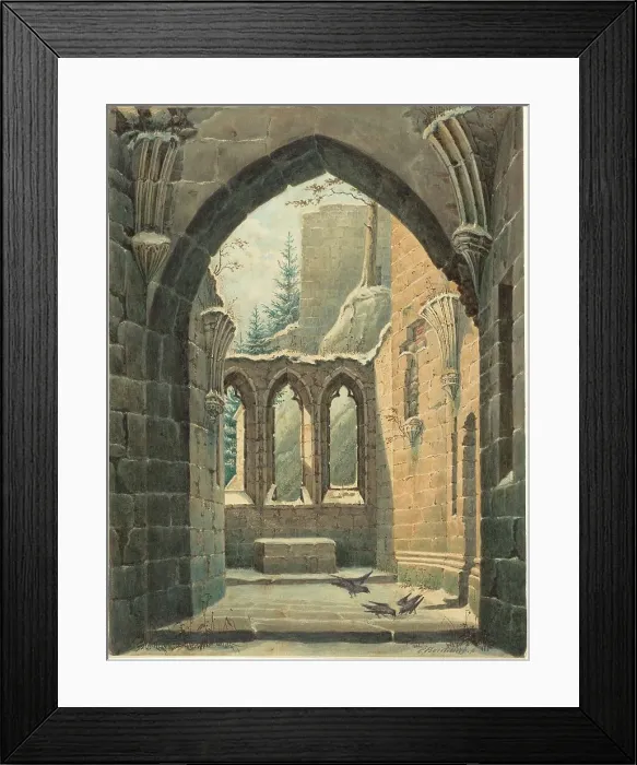 Framed Print : Ruins of the Oybin Monastery in Winter, c. 1830. Creator: Karl Heinrich Beichling