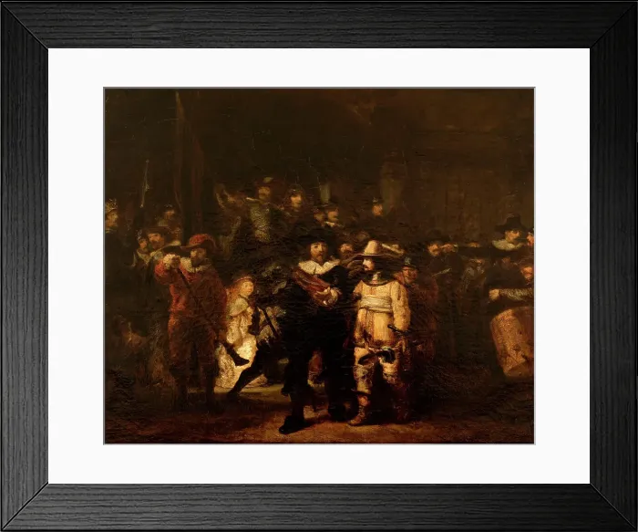 Framed Print : La Ronde de nuit, d'après Rembrandt, c.1853. Creator: Felix Francois Georges Philibert Ziem Framed Print : La Ronde de nuit, d'après Rembrandt, c.1853. Creator: Felix Francois Georges Philibert Ziem