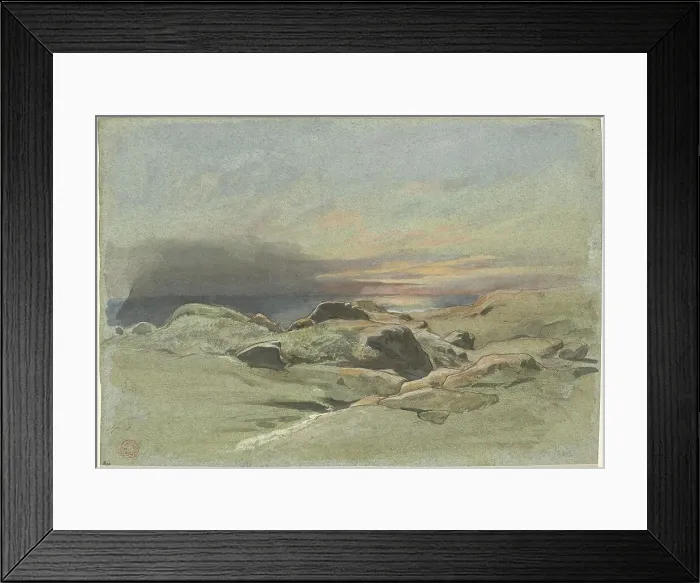 Framed Print : Sunset from a Rocky Coastline, 1842. Creator: Jean Achille Benouville