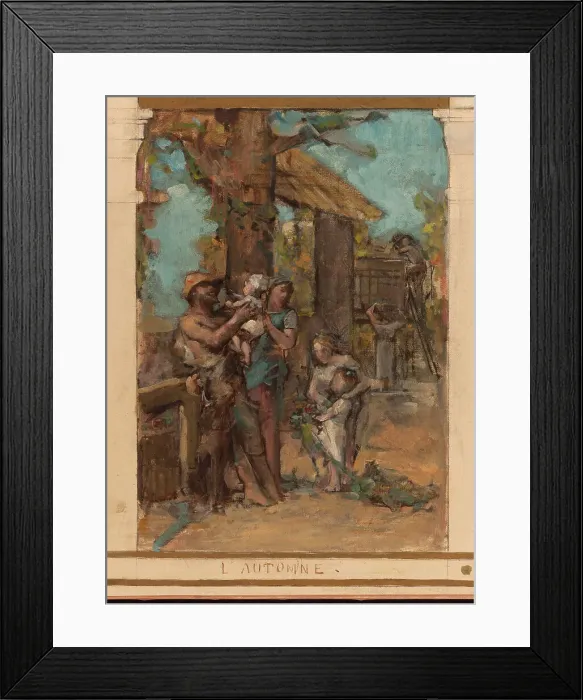 Framed Print : Sketch for the reception hall of the town hall in the 4th arrondissement: Autumn. Winter... 1884. Creator: Leon Francois Comerre Framed Print : Sketch for the reception hall of the town hall in the 4th arrondissement: Autumn. Winter... 1884. Creator: Leon Francois Comerre