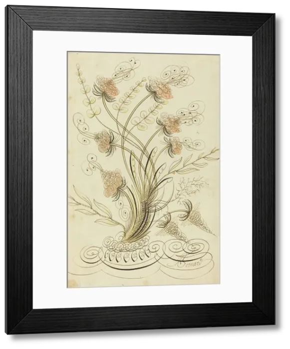 Framed Print : Calligraphic Flowers. Creator: Jean-Joseph Bernard Framed Print : Calligraphic Flowers. Creator: Jean-Joseph Bernard
