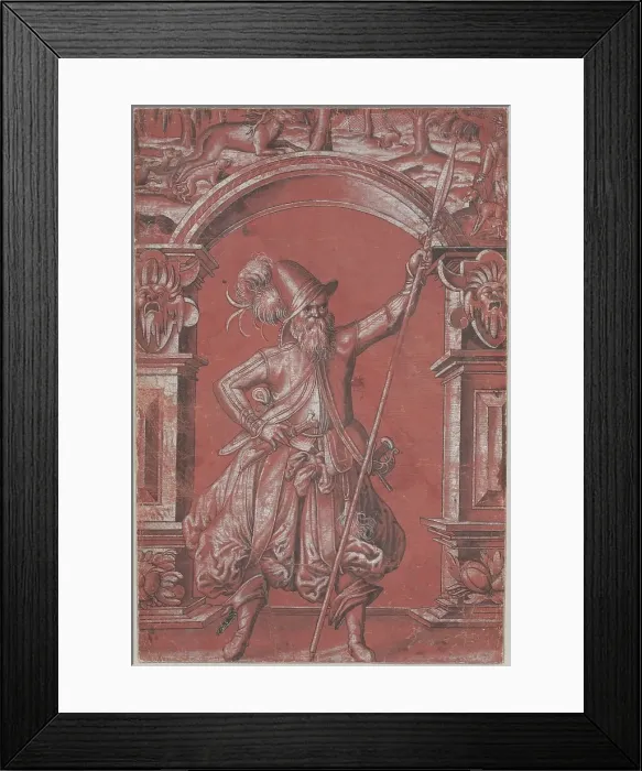 Framed Print : A Swiss Guard before an Ornamental Arch (recto), 1568. Creator: Abraham Bickhart Framed Print : A Swiss Guard before an Ornamental Arch (recto), 1568. Creator: Abraham Bickhart