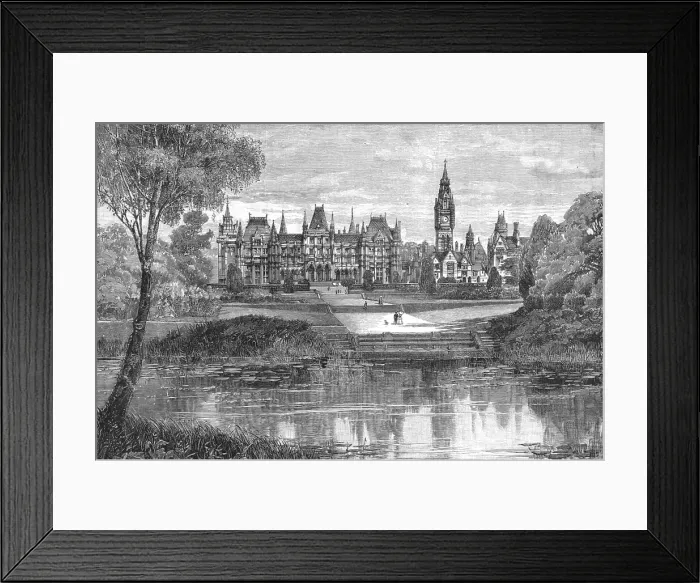 Framed Print : Eaton Hall, Cheshire - View of the Hall and the Lake, 1886. Creator: Unknown Framed Print : Eaton Hall, Cheshire - View of the Hall and the Lake, 1886. Creator: Unknown