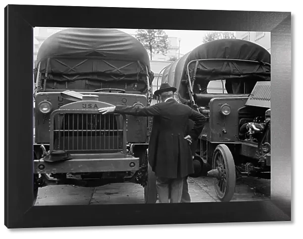 Army, U.S. Motor Truck Inspection, 1917. Creator: Harris & Ewing. Army, U.S. Motor Truck Inspection, 1917. Creator: Harris & Ewing
