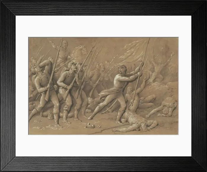 Framed Print : Battle Charge, 1865-1874. Creator: Hammatt Billings Framed Print : Battle Charge, 1865-1874. Creator: Hammatt Billings