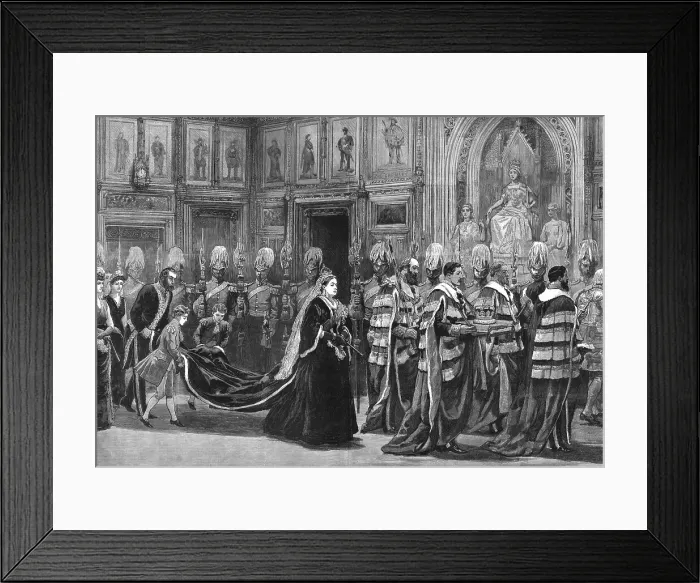 Framed Print : The Opening of the new Parliament by the Queen, 1886. Creator: Unknown Framed Print : The Opening of the new Parliament by the Queen, 1886. Creator: Unknown